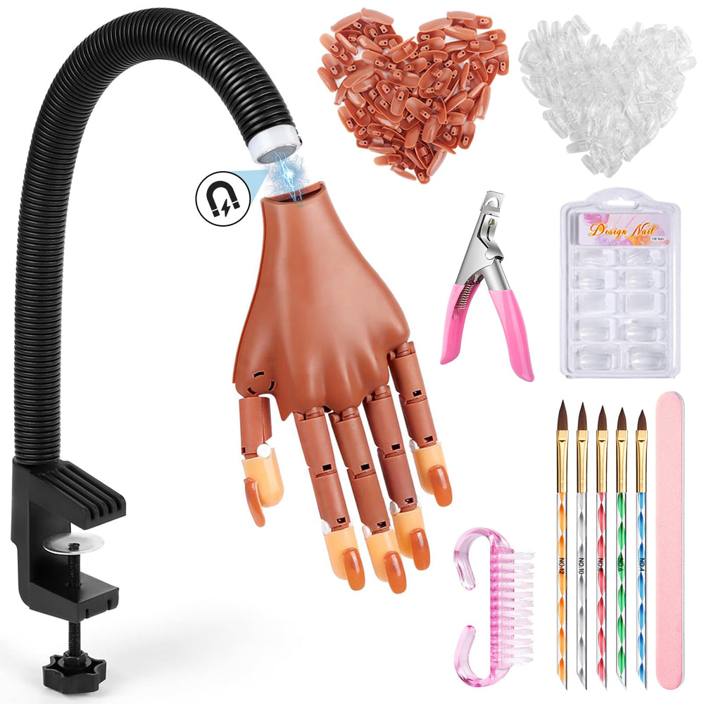 Wilfniee magnetic practice hand with detachable palm for quick gel nail practice