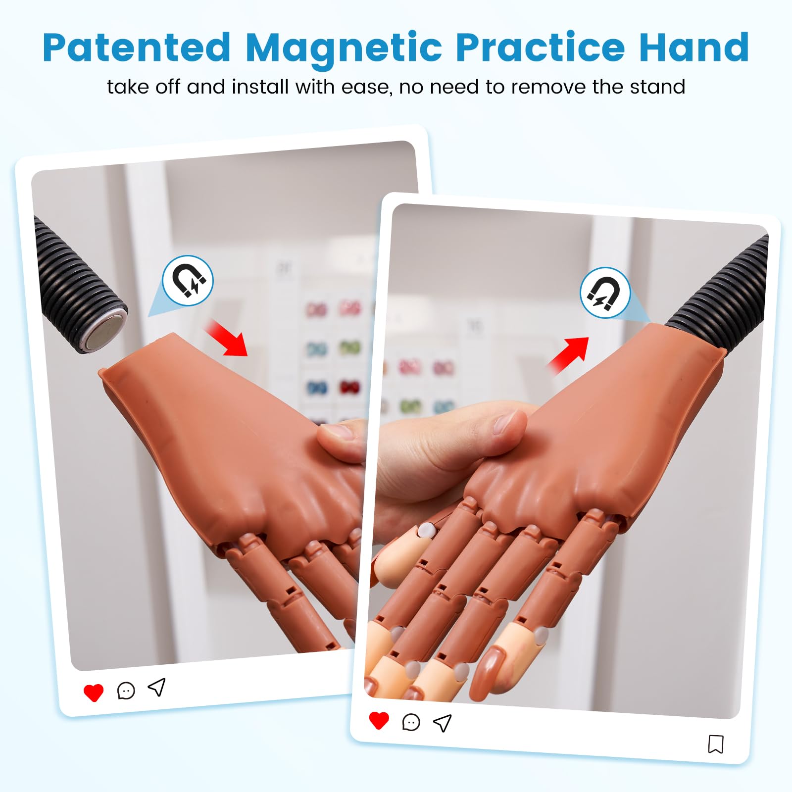 Wilfniee silicone practice hand with adjustable stand for independent practice