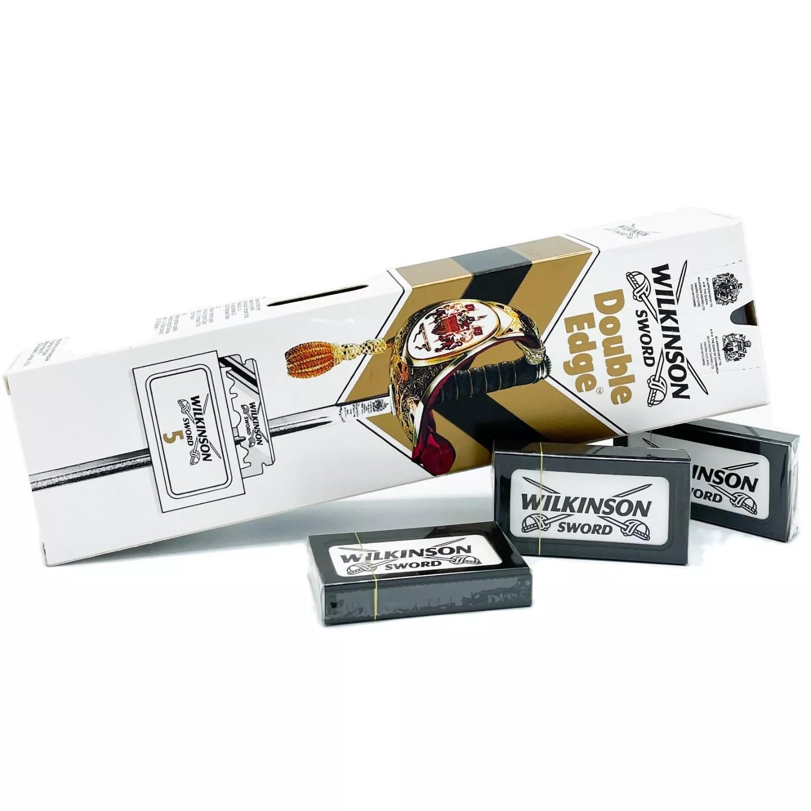 Wilkinson Sword Classic DE blades brand-logo; trusted heritage behind dependable grooming tools.