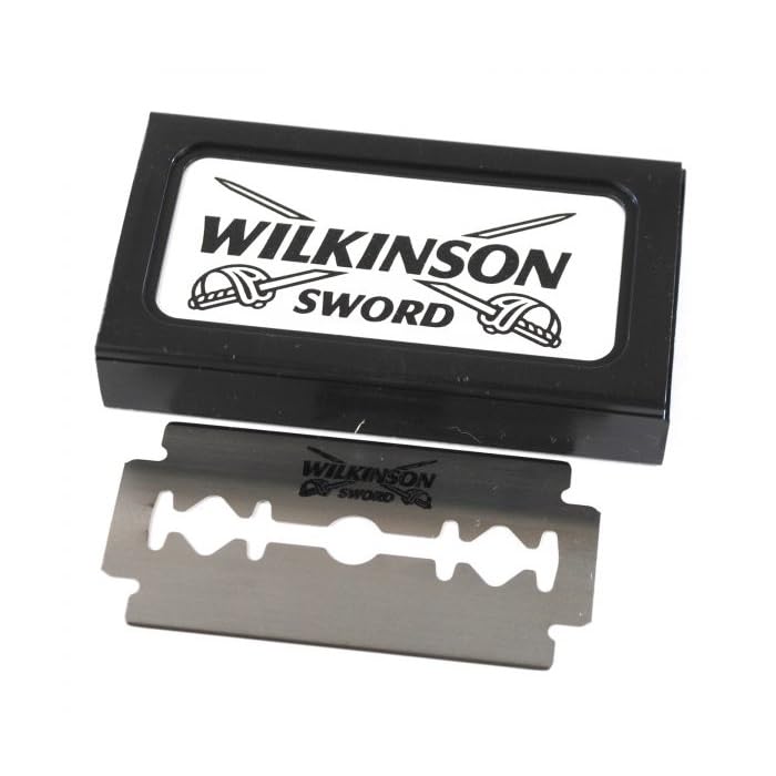 Wilkinson Sword Classic DE blades razor-cap strip; precise alignment improves blade longevity.
