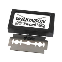 Wilkinson Sword Classic DE blades razor-cap strip; precise alignment improves blade longevity.