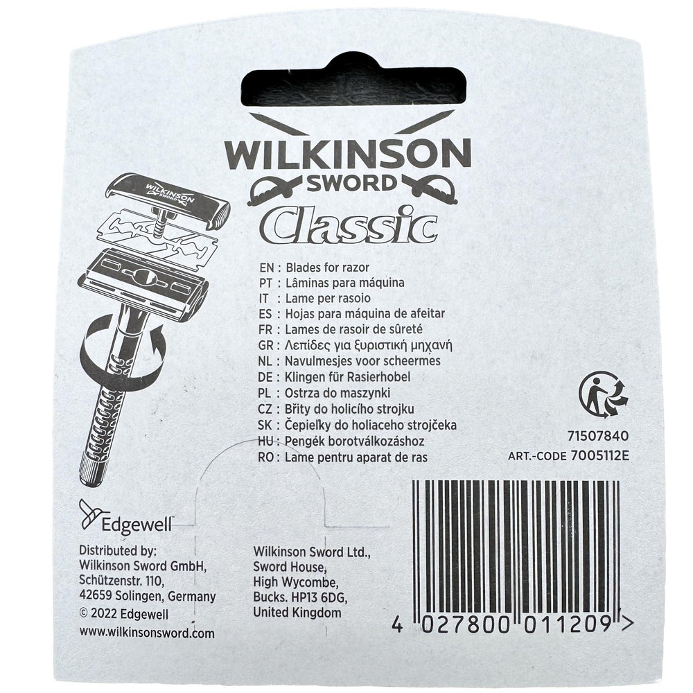 Wilkinson Sword Classic double-edge blades packaging — eco-conscious bulk packaging reduces waste