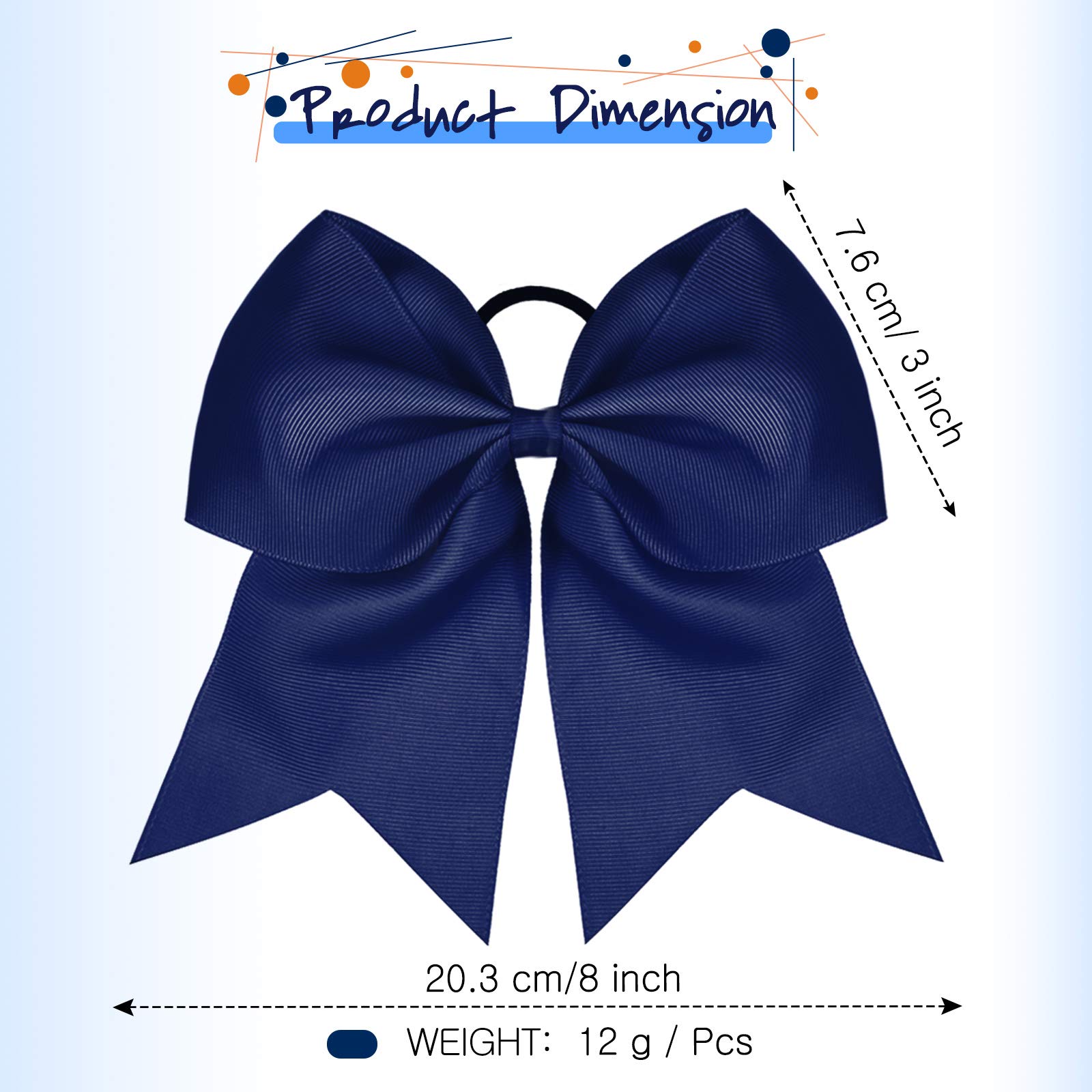 WILLBOND cheer bow 8-inch navy blue closeup stitching ensures durable, polished look.