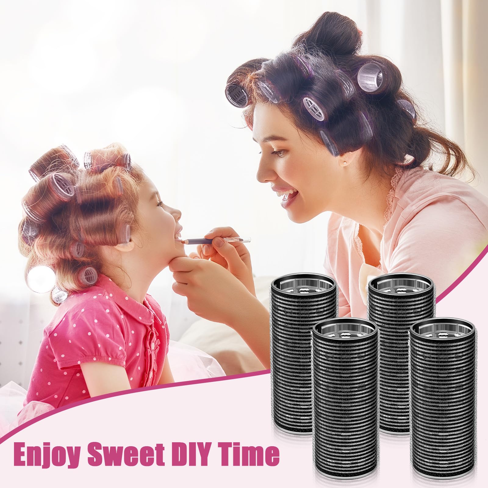 WILLBOND setup shows using a hair dryer to set curls with these rollers.