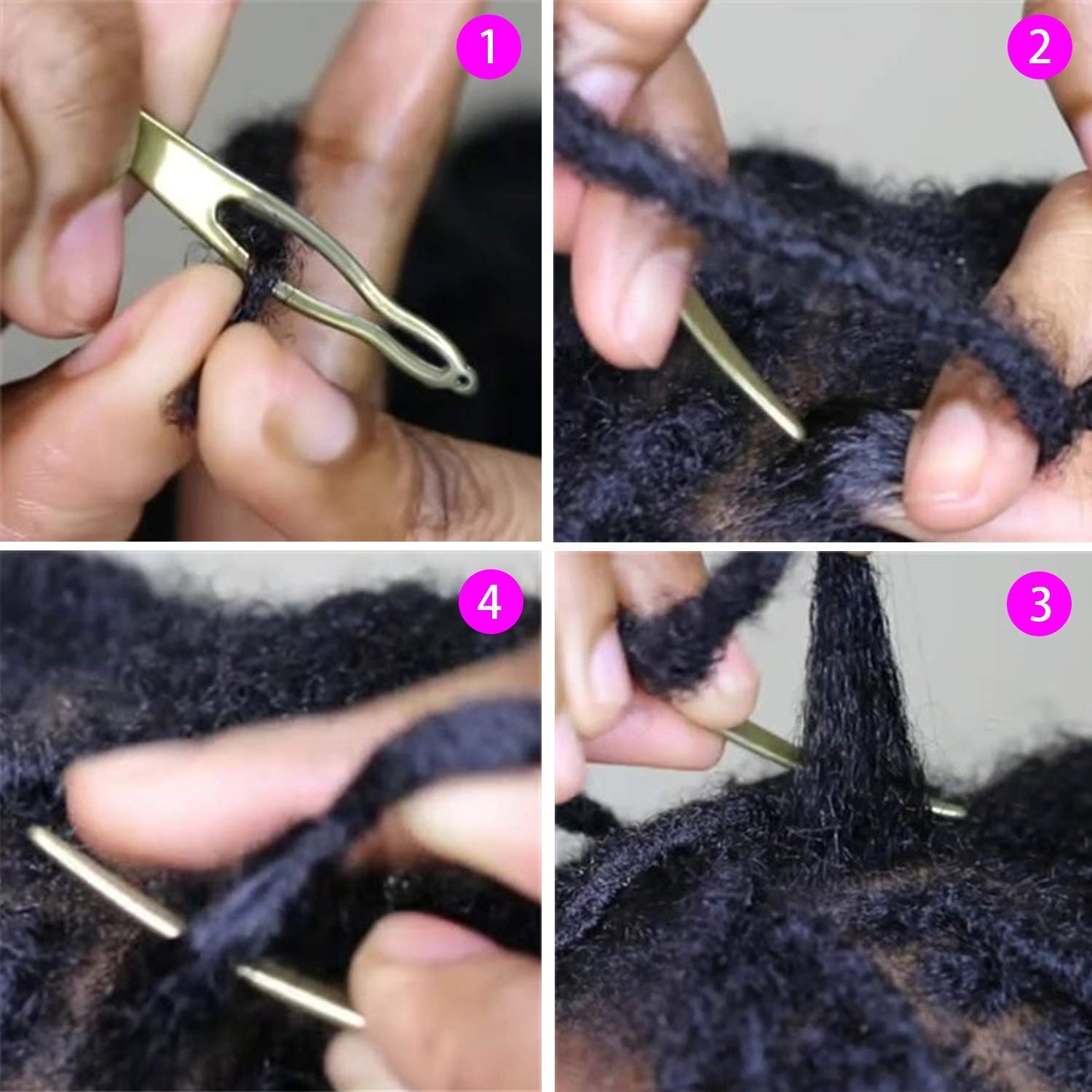 WILLBOND interlocking needle medium loop designed for mid-size locs.