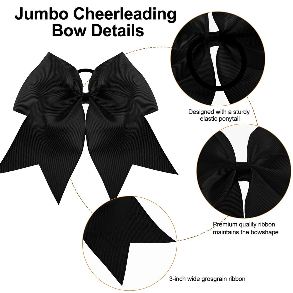 WILLBOND jumbo cheer bow 8inch side view shows secure elastic band for reliable hold