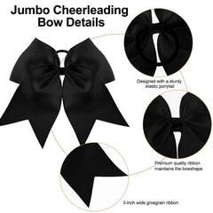 WILLBOND jumbo cheer bow 8inch side view shows secure elastic band for reliable hold