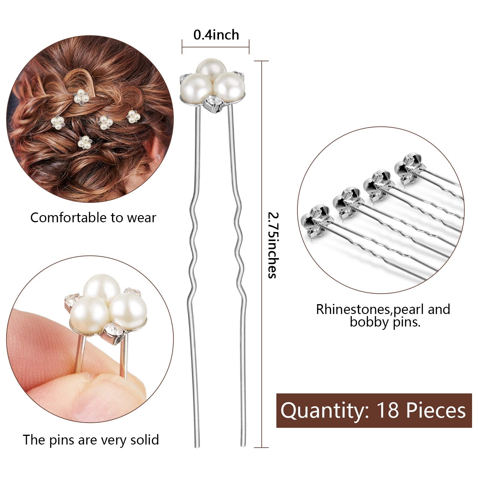 Willbond pearl hair pin-6 easy to remove without pain after events.