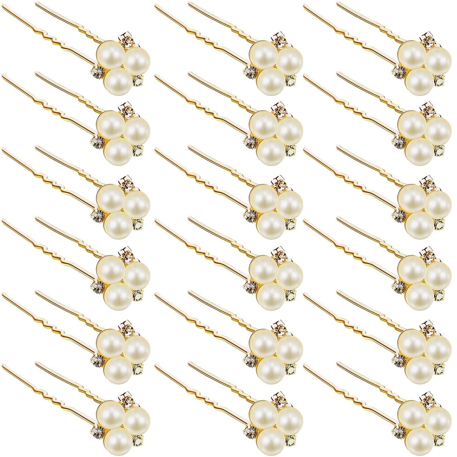 WILLBOND rose gold wedding pearl hair pin front view for elegant bridal sparkle