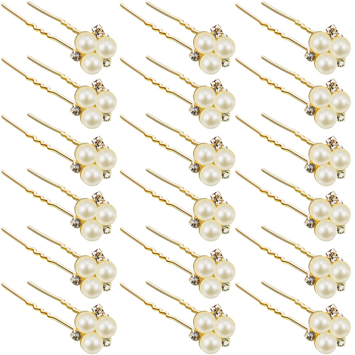 WILLBOND rose gold wedding pearl hair pin front view for elegant bridal sparkle