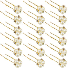 WILLBOND rose gold wedding pearl hair pin front view for elegant bridal sparkle