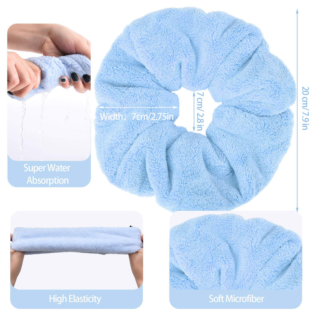 WillBond scrunchies shown on wet hair to absorb water gently