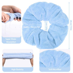 WillBond scrunchies shown on wet hair to absorb water gently