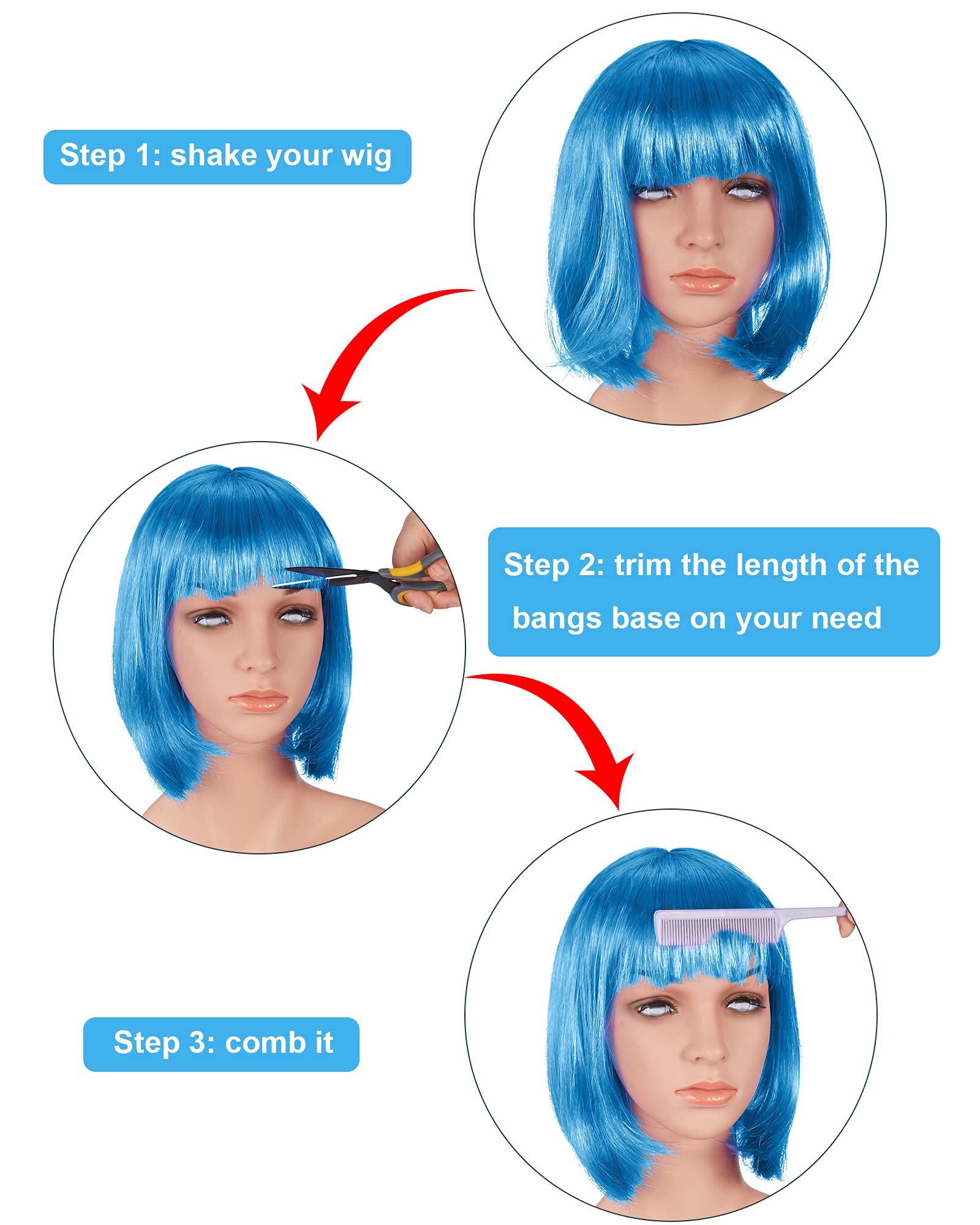WILLBOND blue on model short bob wig bold fashion