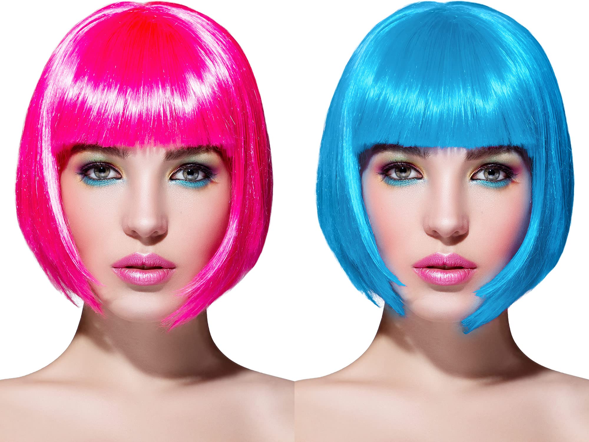 WILLBOND short bob wig pink side view for vibrant cosplay styling