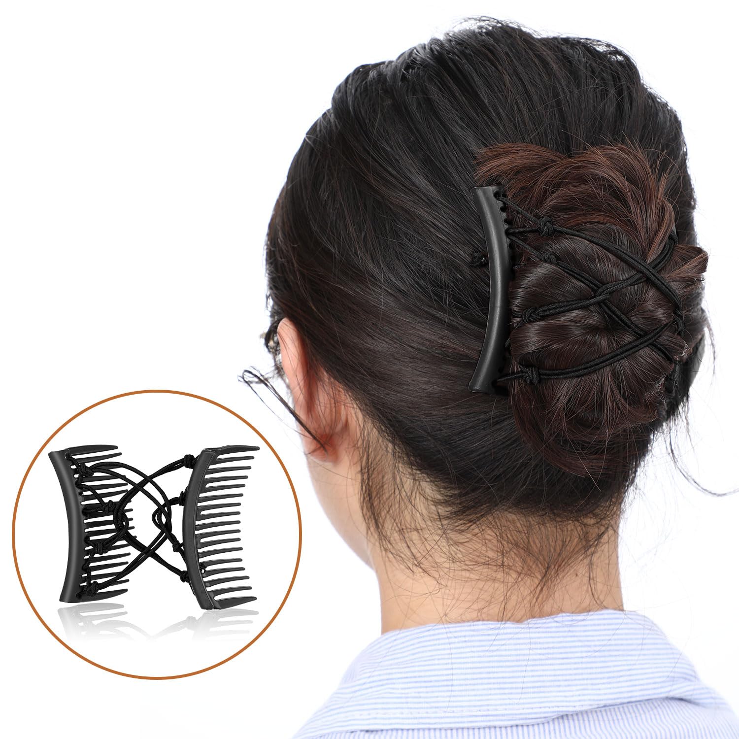 Willbond bun styling with clip creates neat updos.