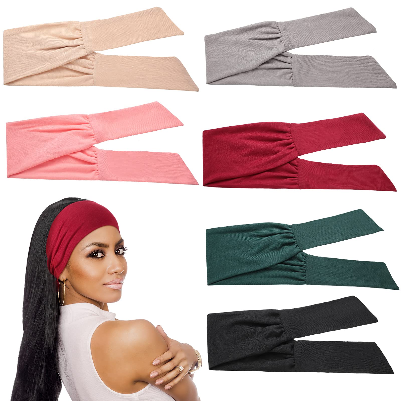 WILLBOND wide headband front-knotted design provides secure styling for workouts and daily wear.