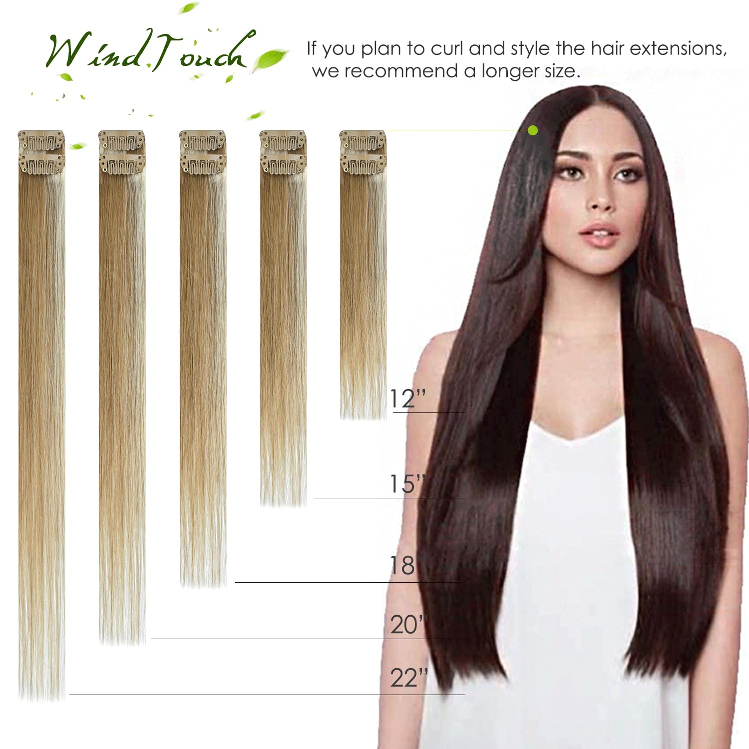 WindTouch 15 inch clip-in length for fuller styles.