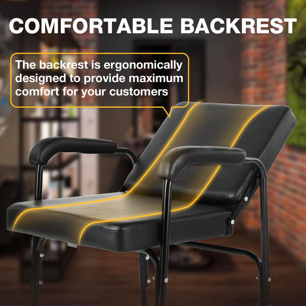 WINEDYOUNG shampoo chair ergonomic armrests integrate with the chair frame.