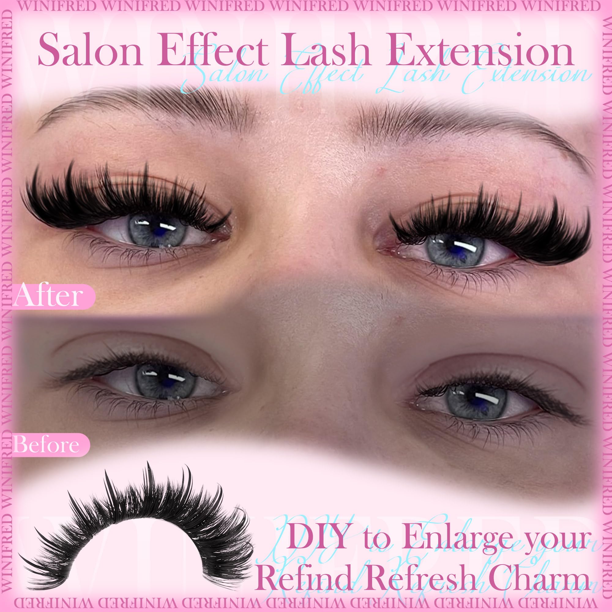 Winifred cluster lashes in lush pack—easy DIY lash styling.