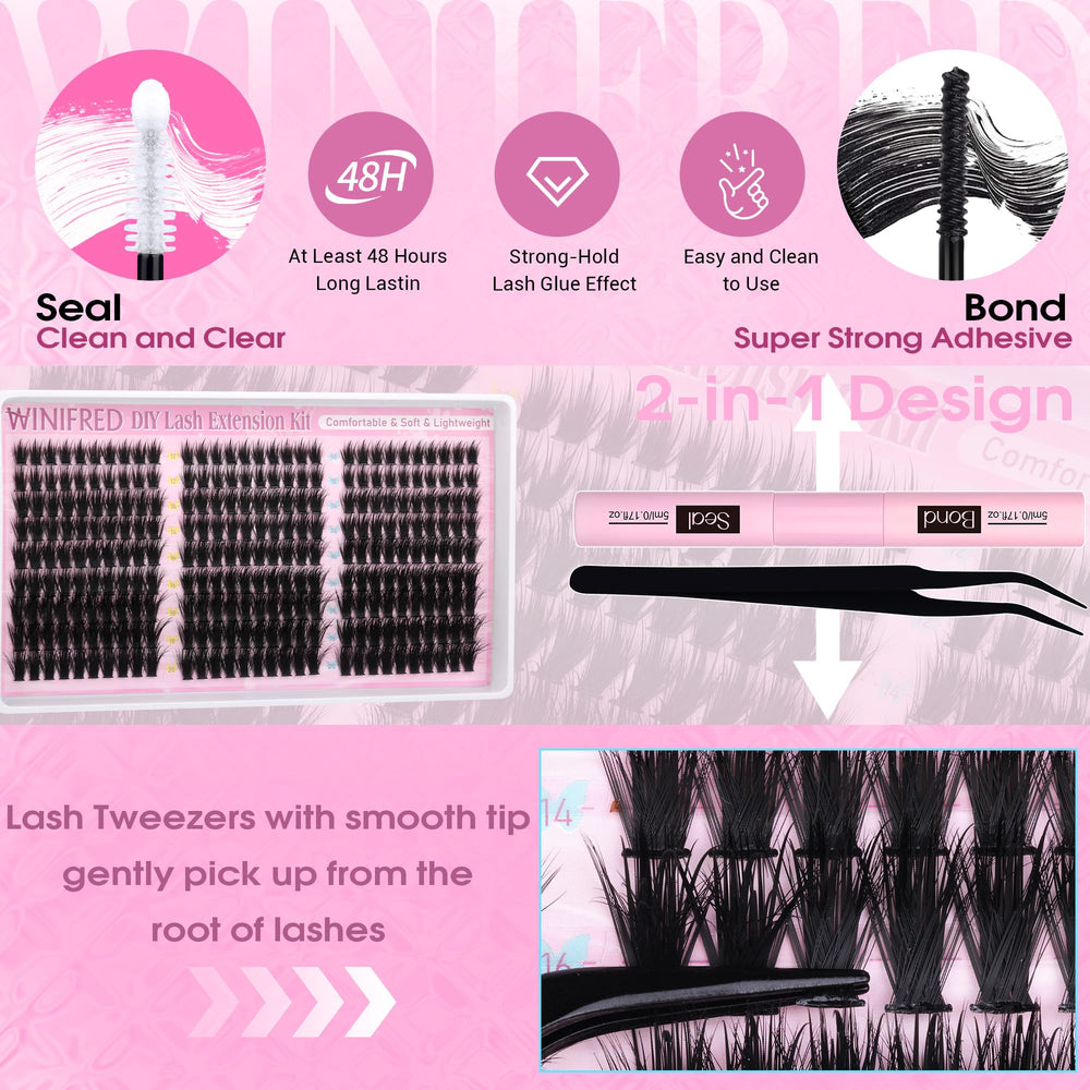 Winifred eye look enhance demonstrates lifted, wide-eyed effect with clusters