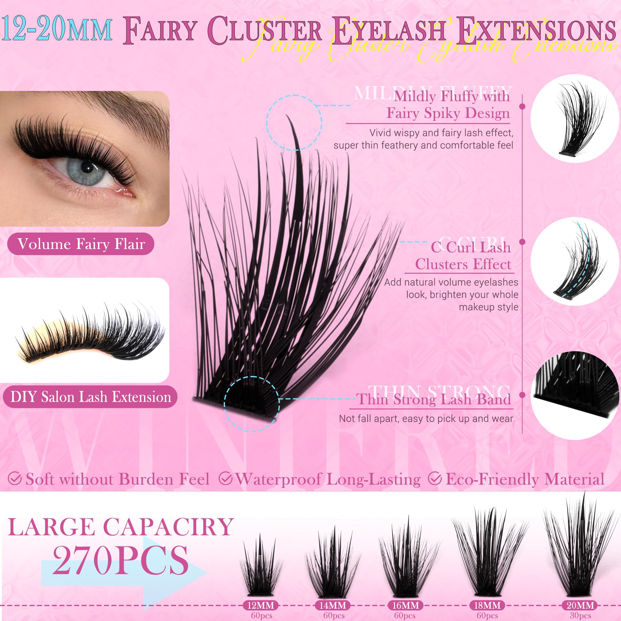 Winifred lash extensions 12-20mm length options for daily or event wear