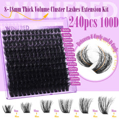 Winifred lashes extension kit 10mm clusters for soft, fluttery daily lashes you can apply yourself.