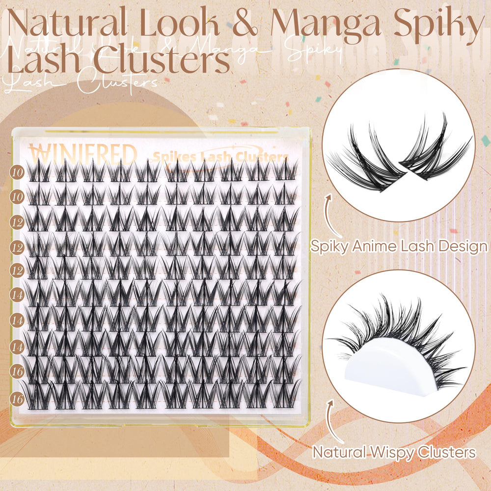 Winifred wispy cluster lashes CC curl 10-16mm for a fuller anime-inspired effect