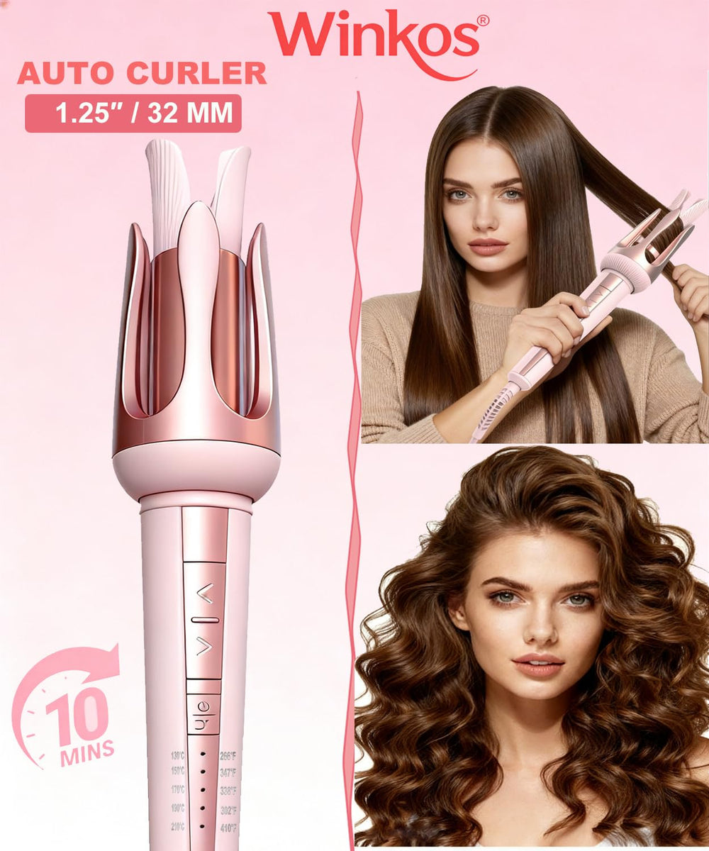 Winkos curling iron in heat-resistant travel case for trips