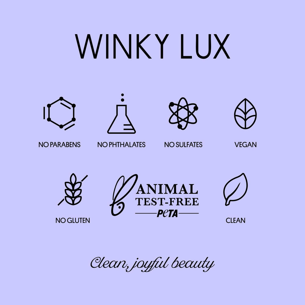 Winky Lux Amethyst Glimmer Balm cruelty-free, vegan, and plastic-neutral packaging.