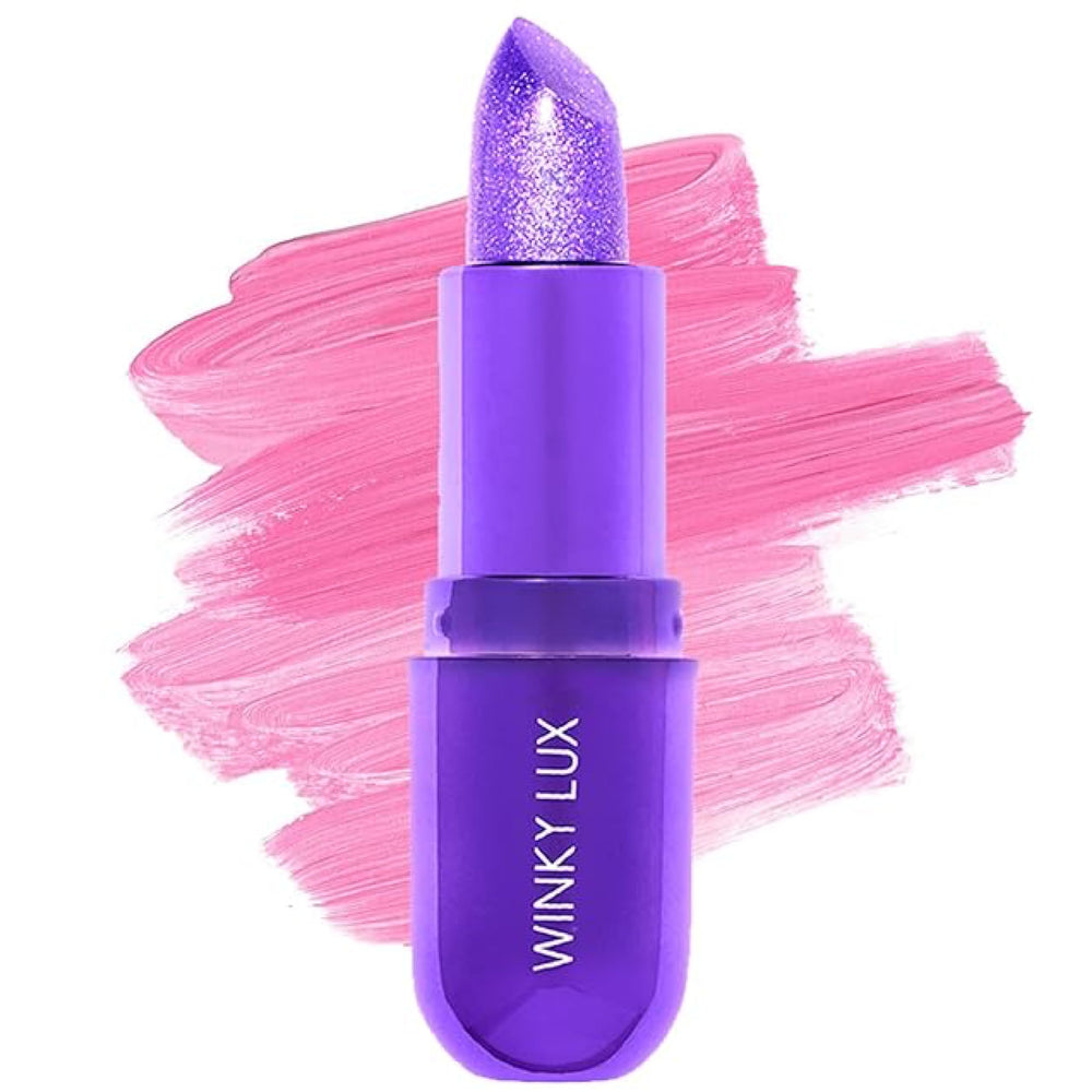 Winky Lux Amethyst Glimmer Balm tube close-up showing color-changing tint.