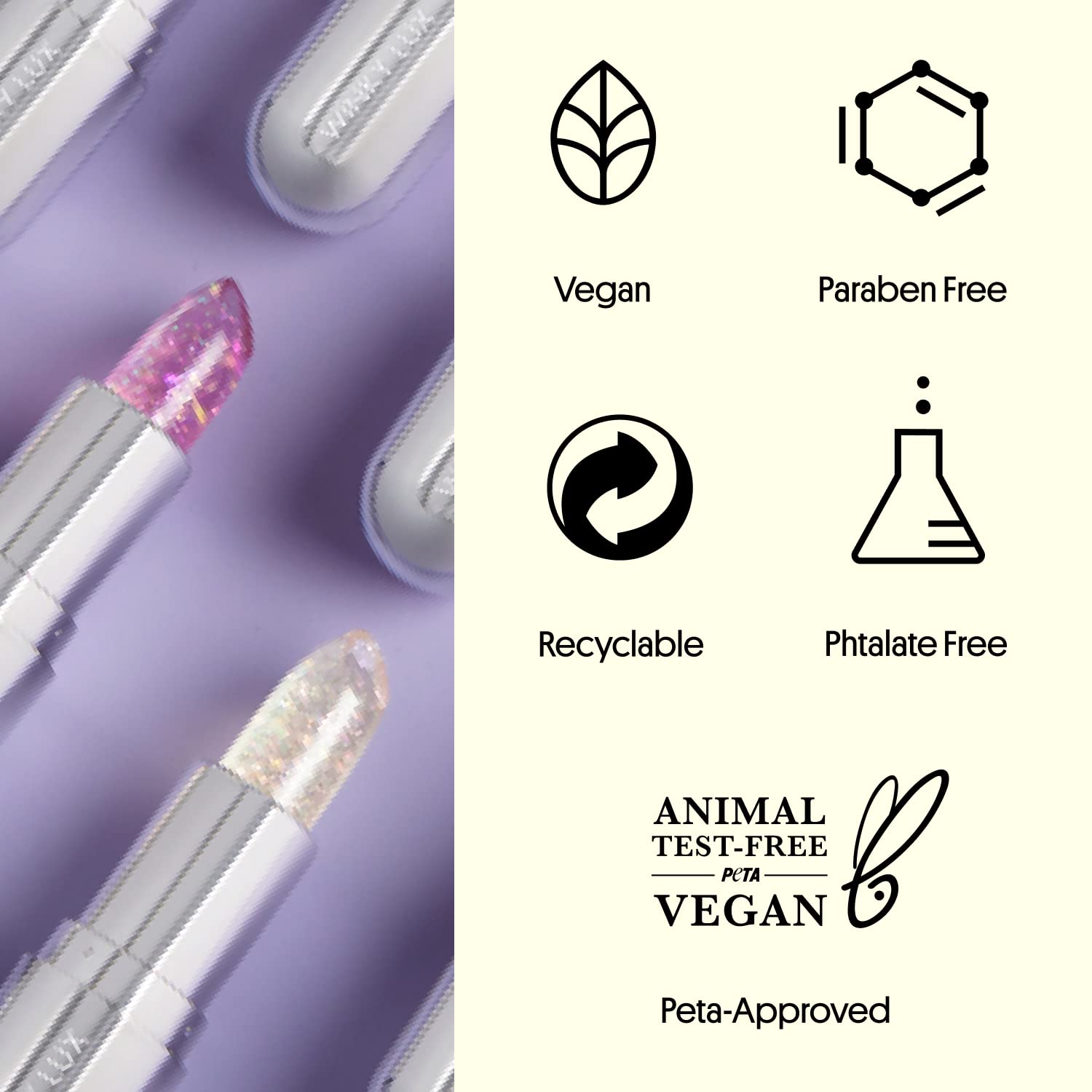 Winky Lux cruelty-free vegan plastic-neutral badge signals clean beauty values.
