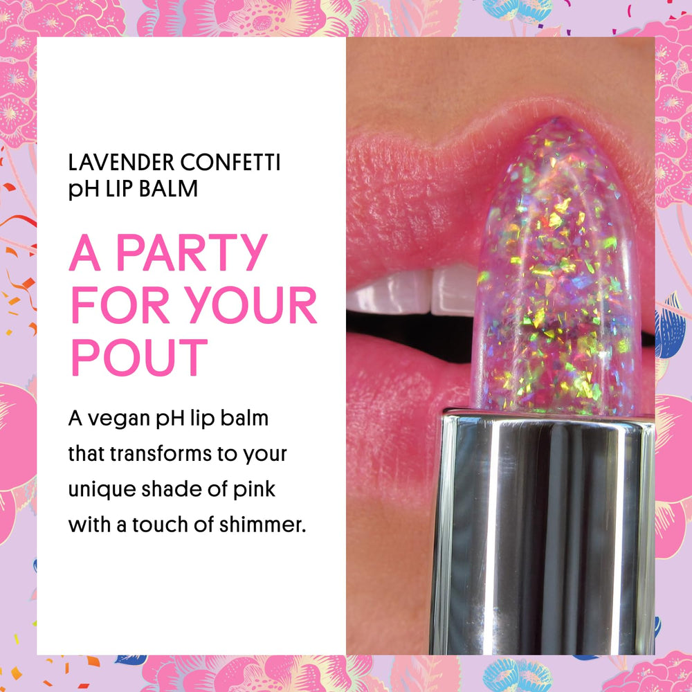 Winky Lux Lavender Glitter Confetti Balm color-change swatch on lips with personalized glow