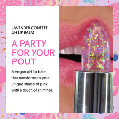 Winky Lux Lavender Glitter Confetti Balm color-change swatch on lips with personalized glow
