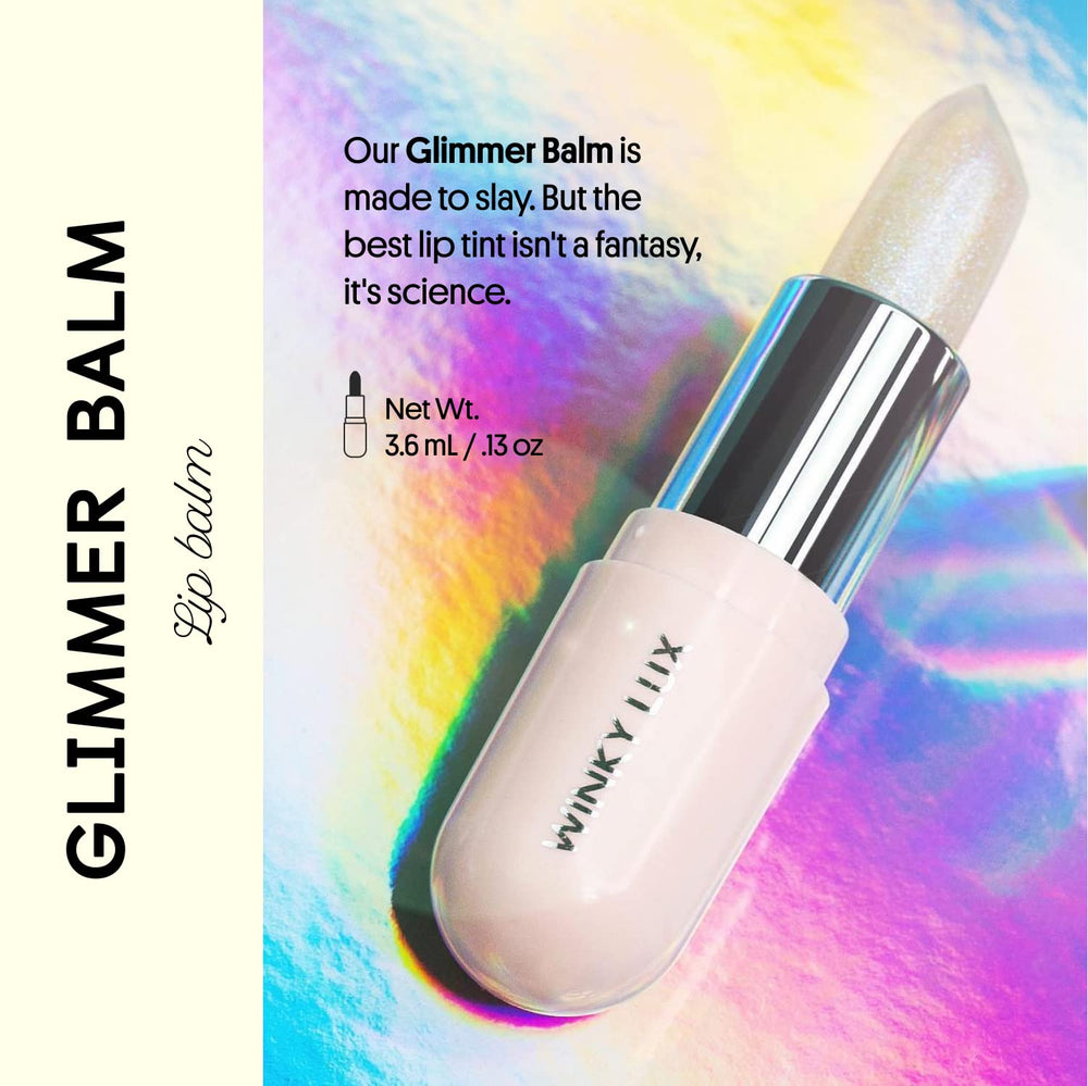 Winky Lux Rosé Glimmer Balm tube reveals a soft, hydrating rosy hue.