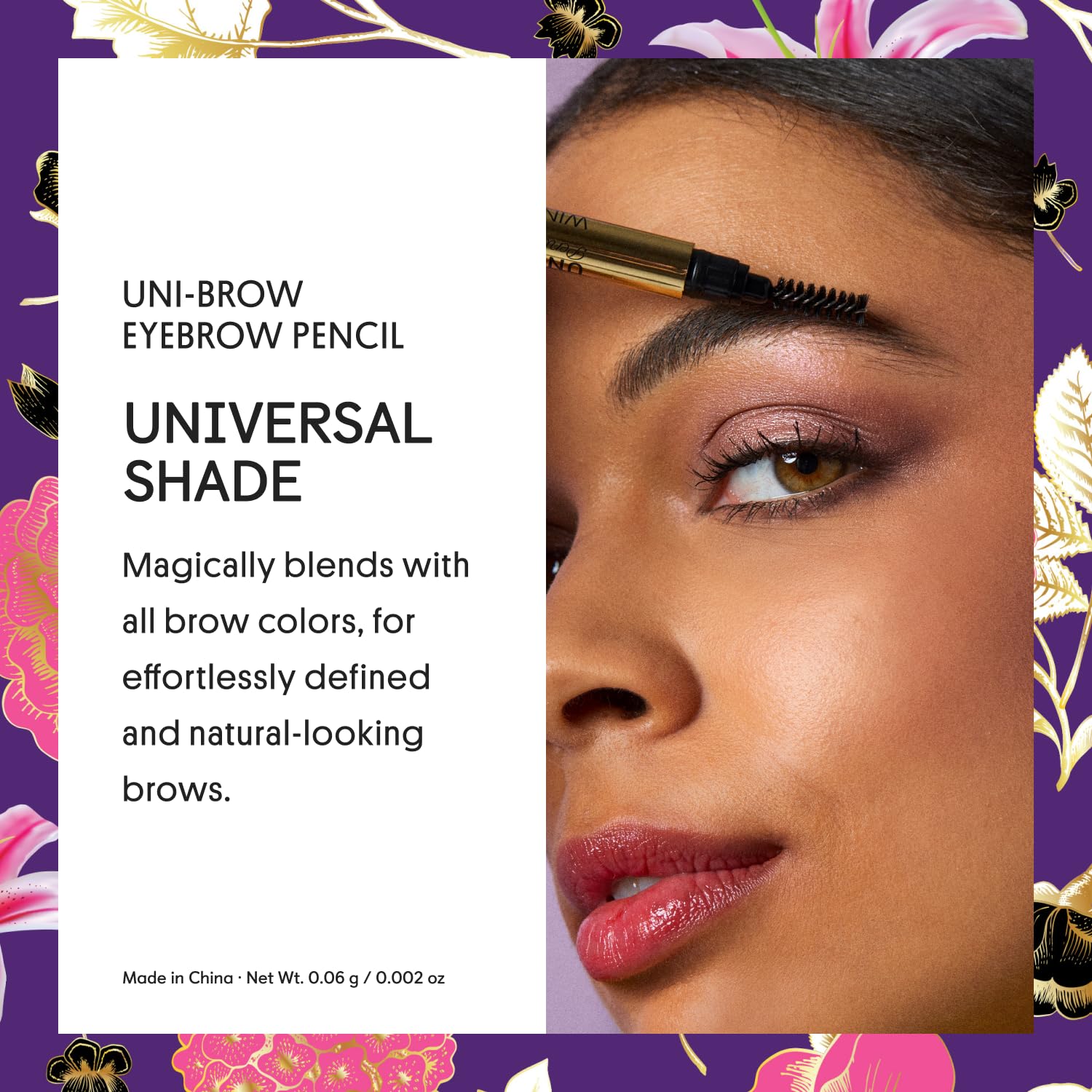 Winky Lux Uni-Brow pencil with spoolie blending brows for natural arches.
