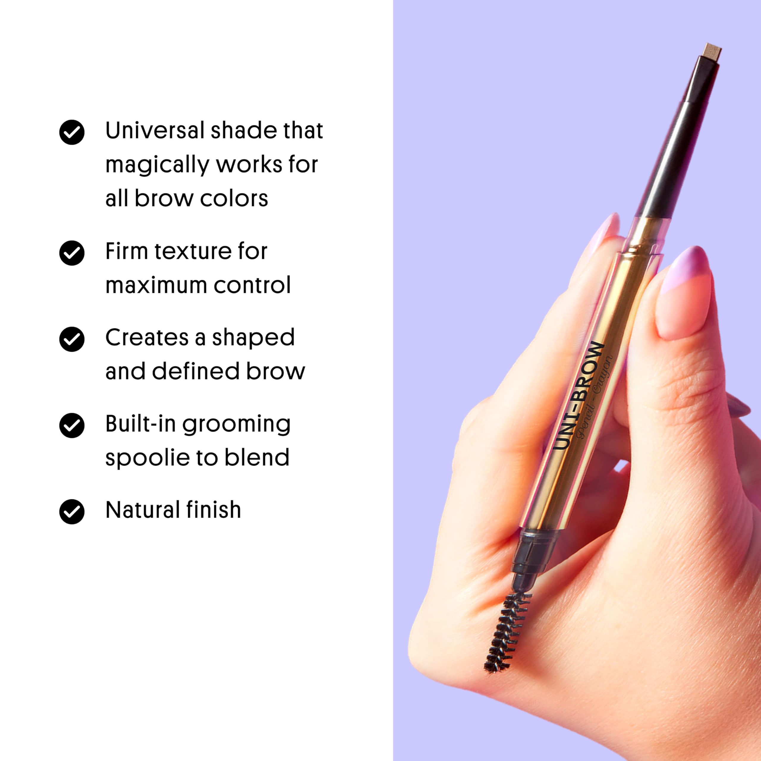 Winky Lux Uni-Brow waterproof formula applied along brow for smudge resistance.