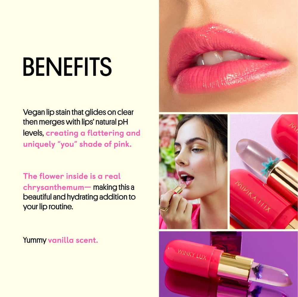 Winky Lux Flower Balm applying sheer pink on lips