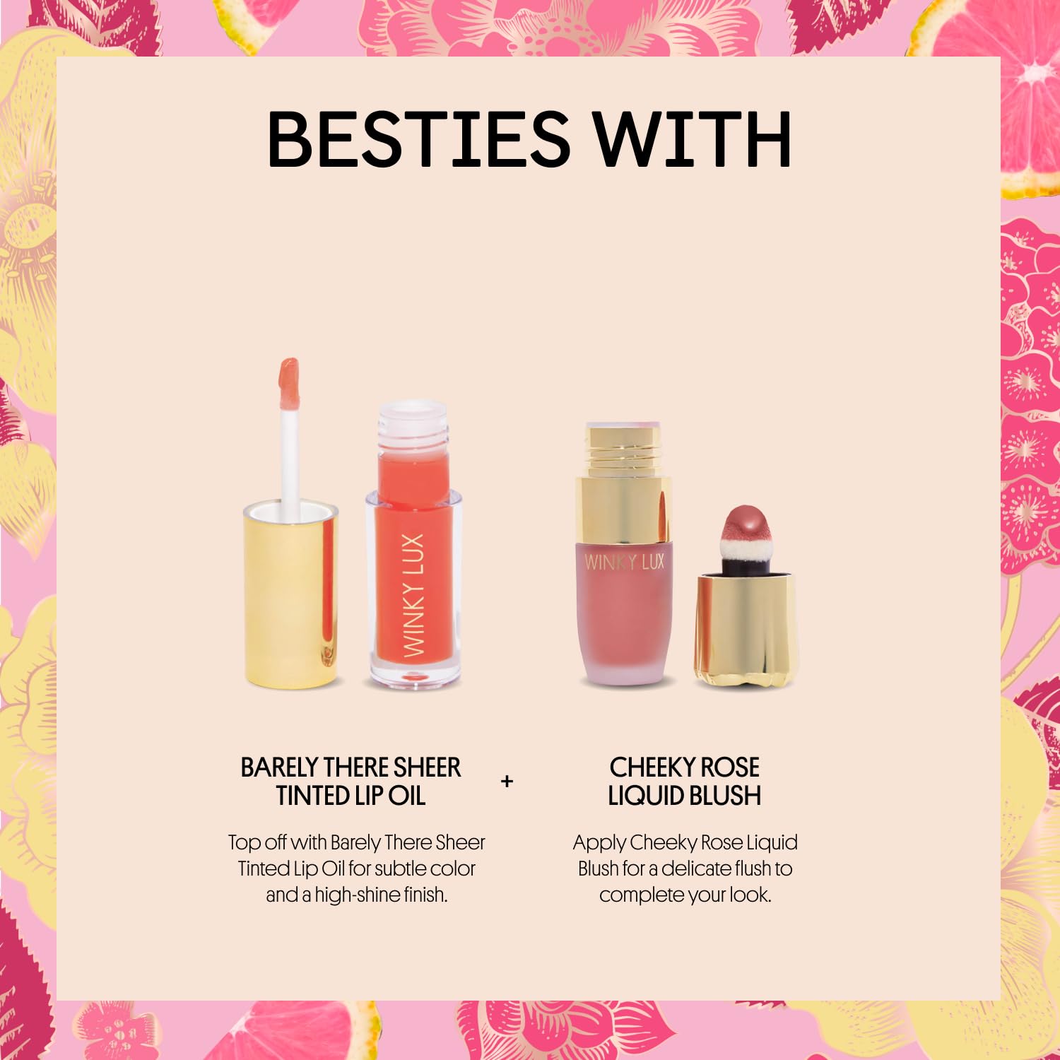 Winky Lux Pink Lemonade hydration application highlights non-sticky, semi-shine finish.