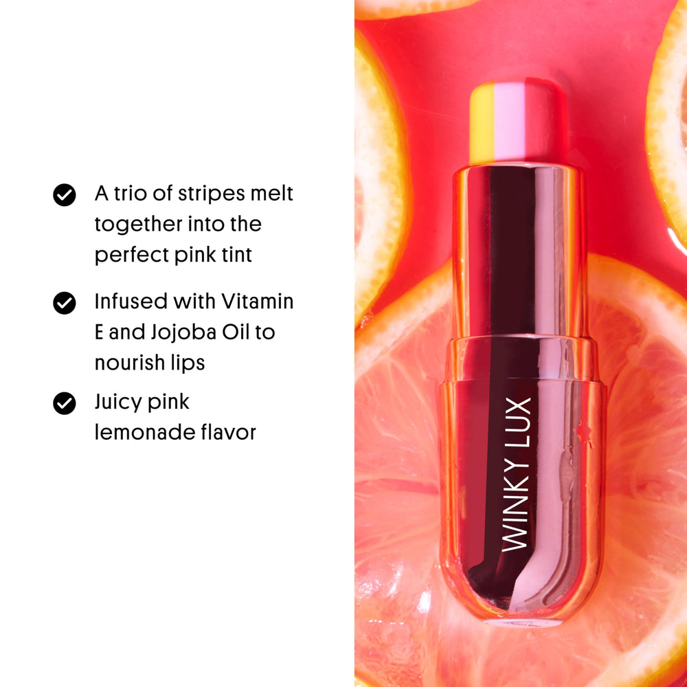 Winky Lux Pink Lemonade balm swirl closeup shows moisturizing texture.