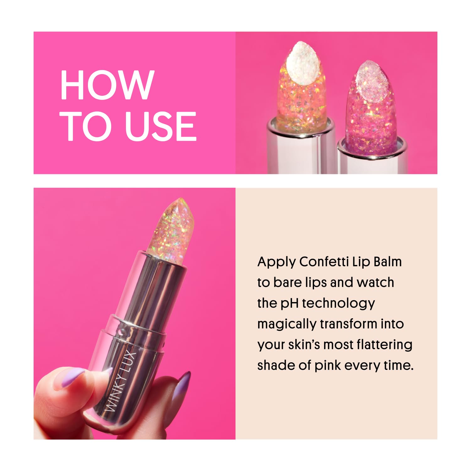 Winky Lux Rainbow Glitter Confetti Balm closeup highlights subtle glitter flecks