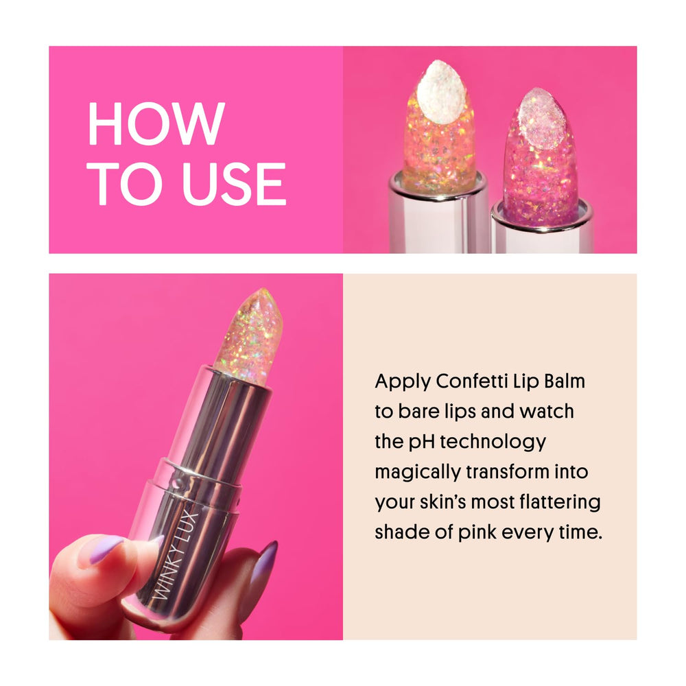Winky Lux Rainbow Glitter Confetti Balm closeup highlights subtle glitter flecks