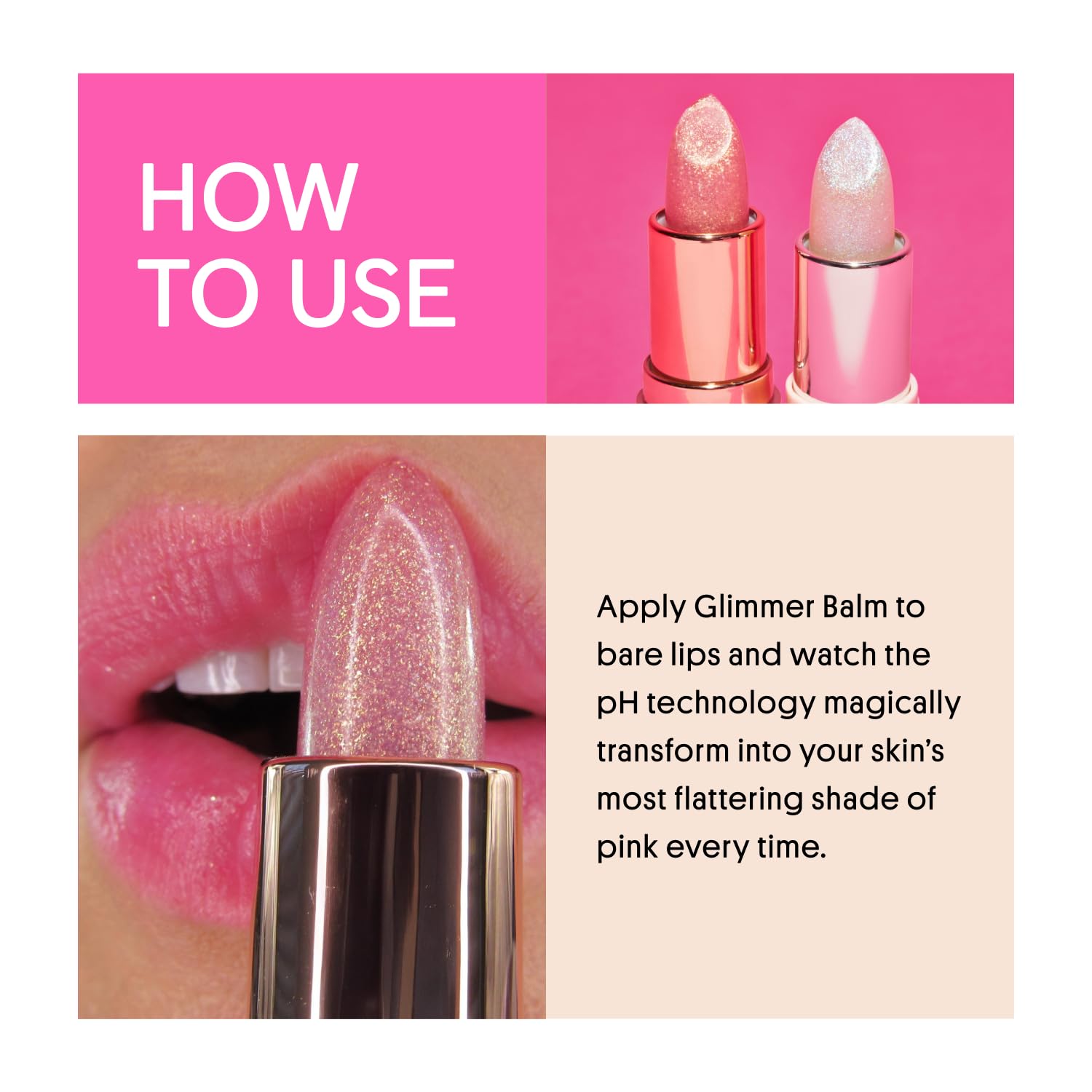 Winky Lux Rosé Glimmer Balm vegan and cruelty-free icons reinforce clean beauty values.