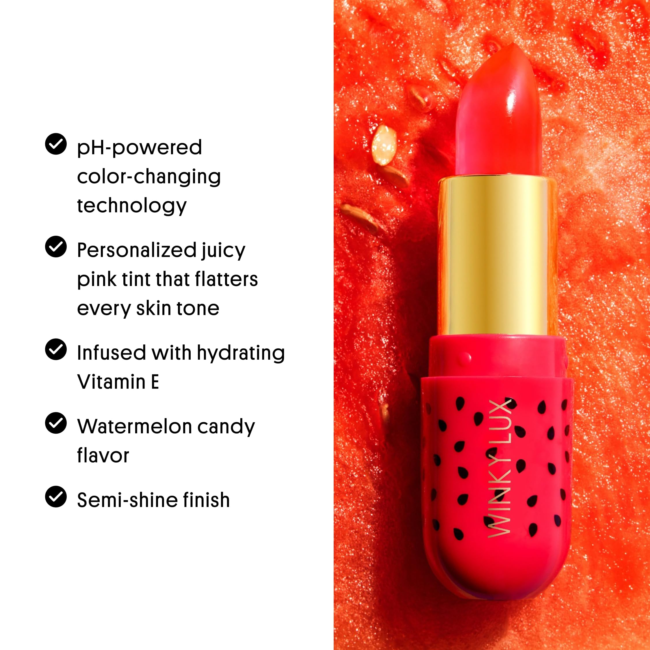 Winky Lux Watermelon Jelly presentation emphasizes vegan and plastic-neutral beauty.