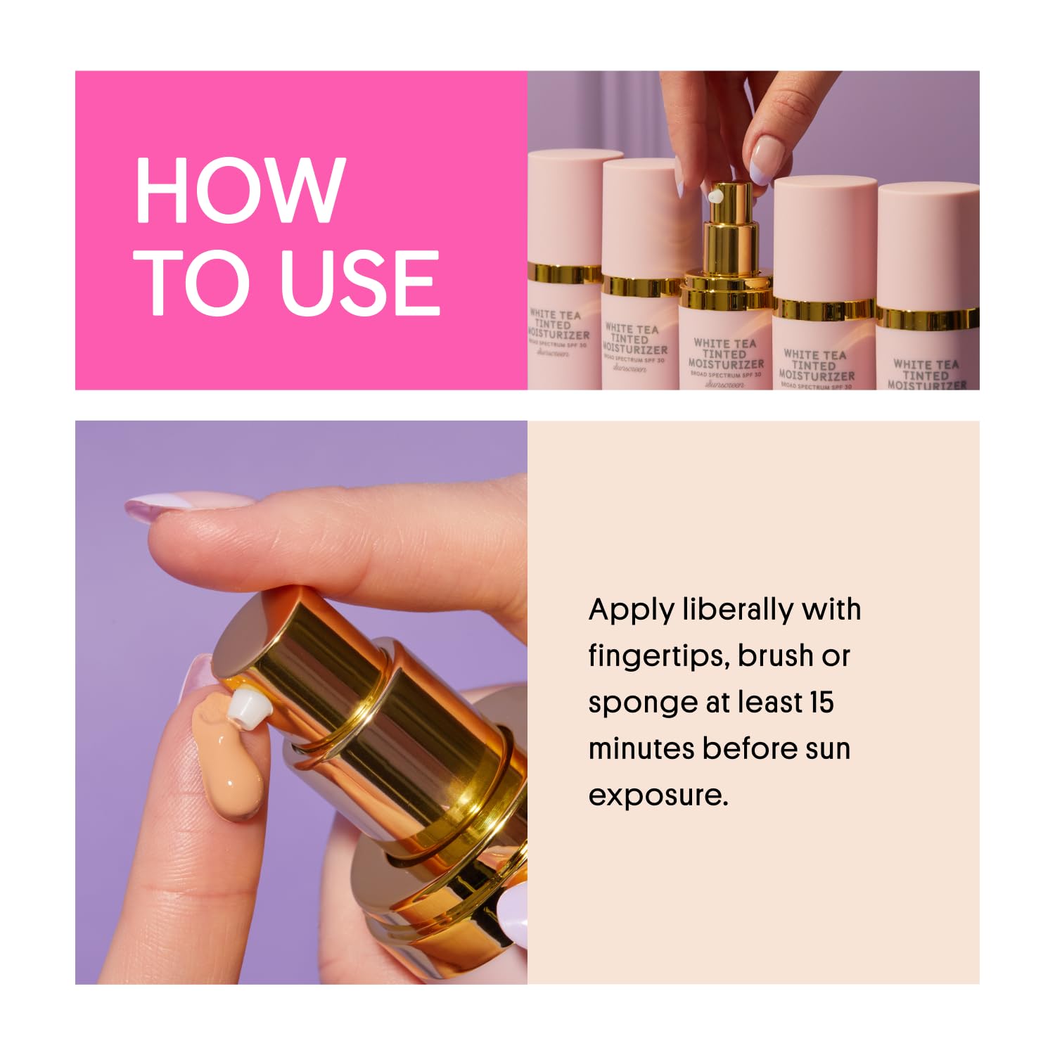 Winky Lux product-application scene demonstrates easy layering for more coverage as needed