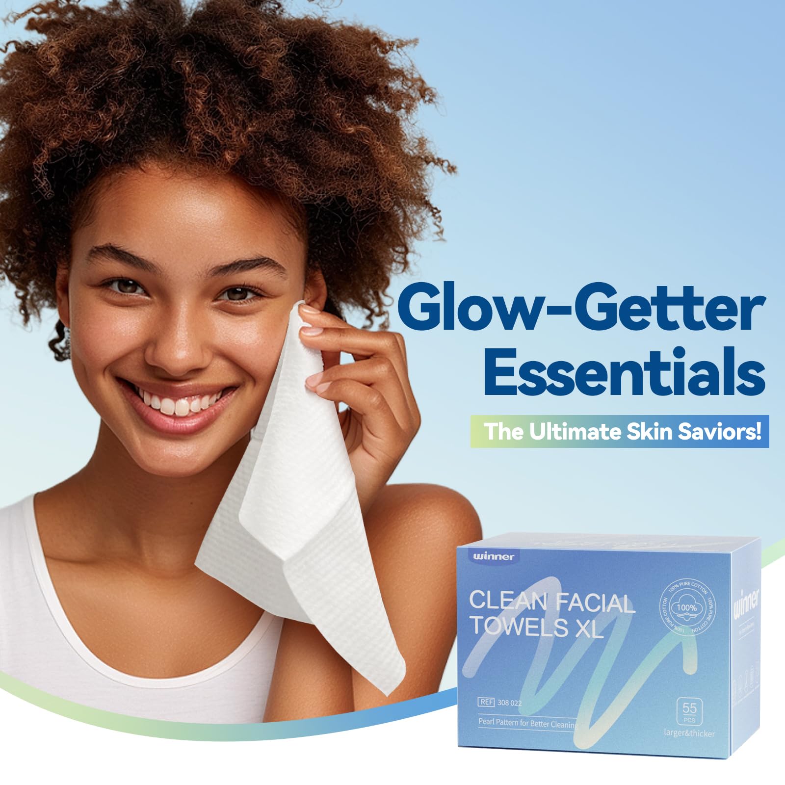 Winner Face Towels two-pack packaging shot communicates value and convenience