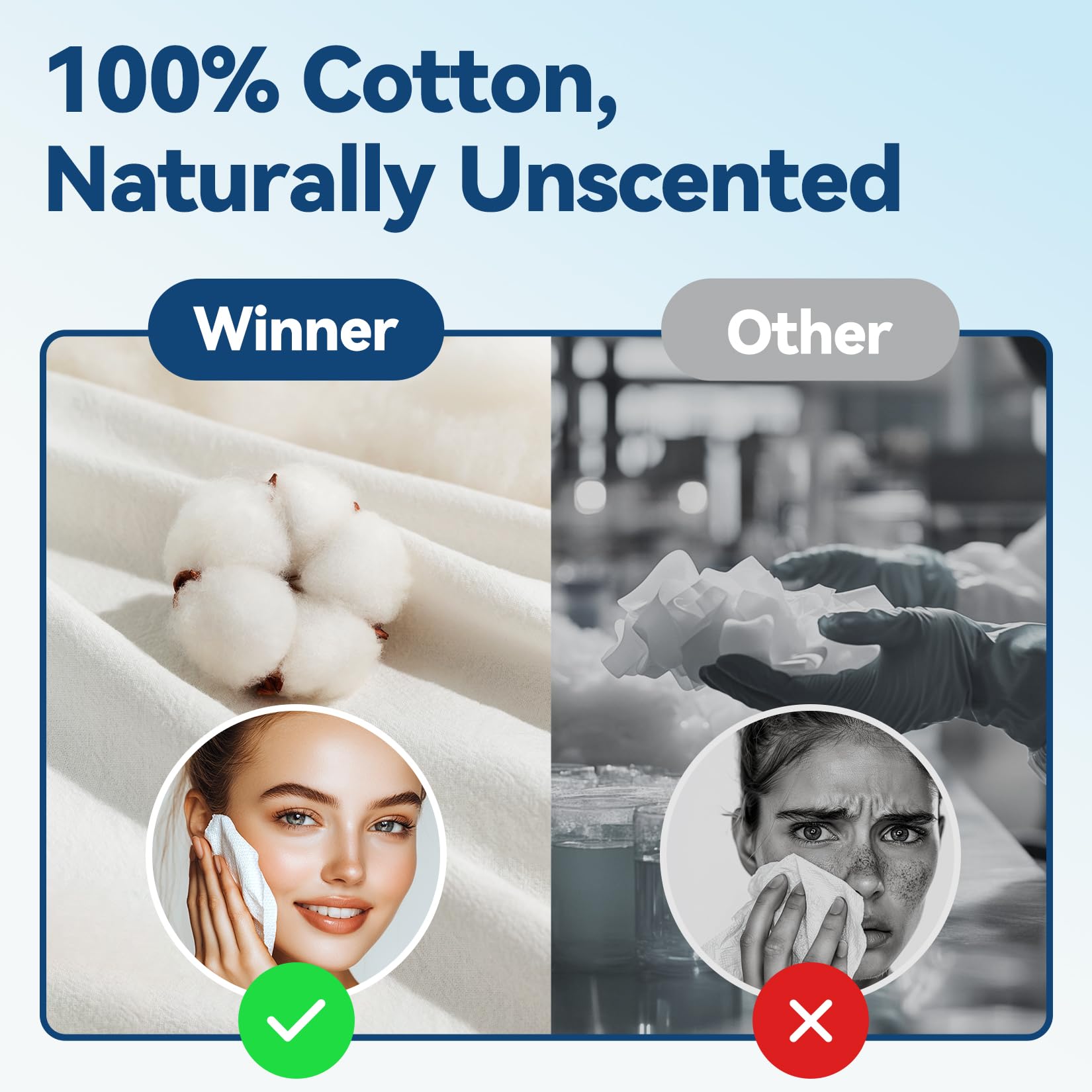 Winner makeup-remover towel in use for easy removal