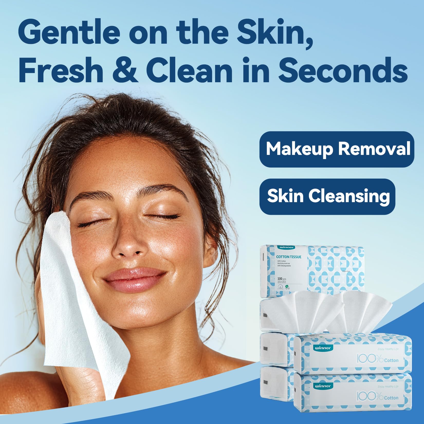 Winner soft face towels disposable cleanstart demonstrates hygienic one-use convenience.