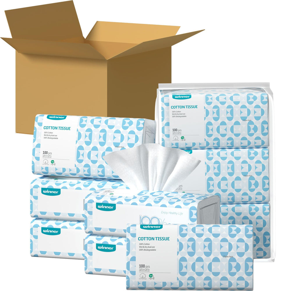 Winner Soft Face Towels packaging shows 2 packs per case for easy family sharing.