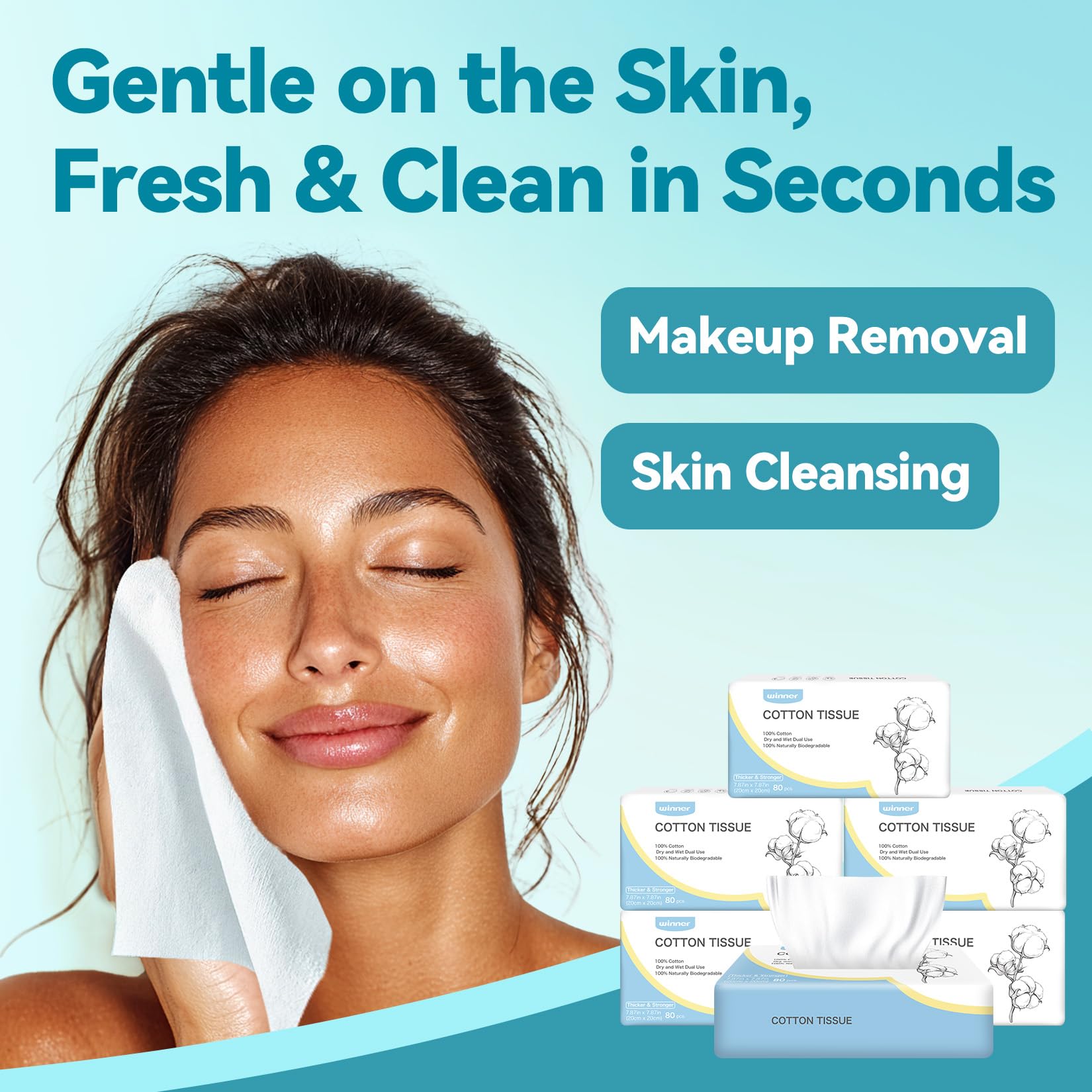 Winner ultra-soft thick face towel provides plush comfort for quick cleansing.
